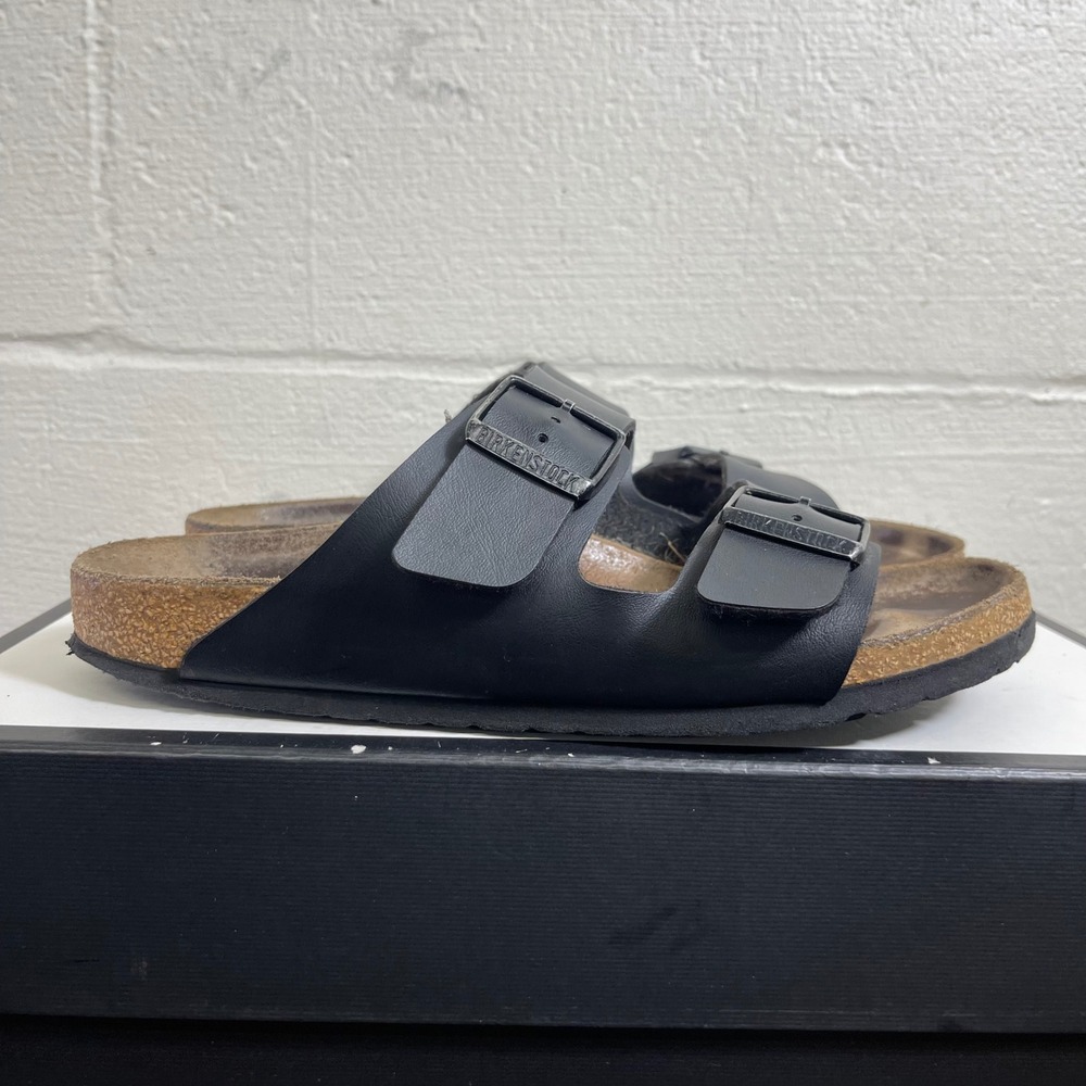 Birkenstock Arizona Black Leather Sandals Slide Slip On Women's 40 EU/9 US